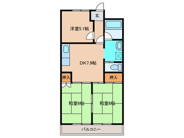 崗本マンションの物件間取画像